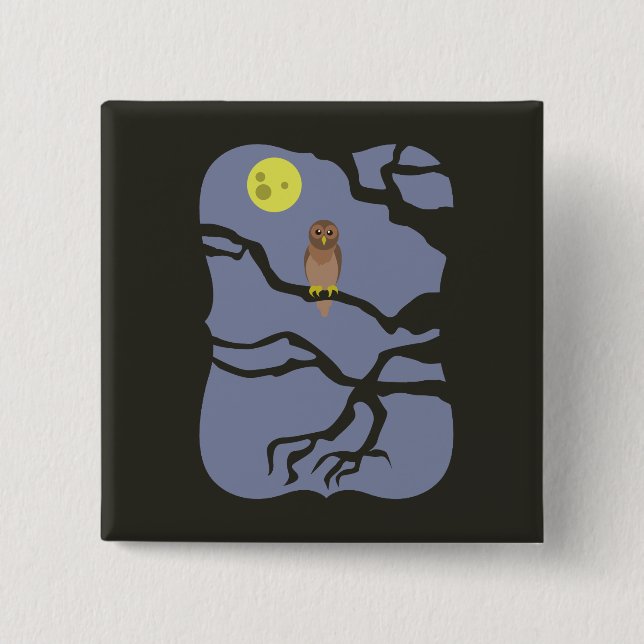 Spooky Halloween Owl Button (Vorderseite)