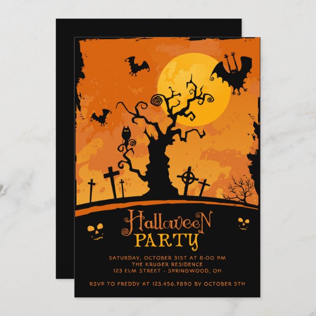 Spooky Halloween-Party Einladung (Vorne/Hinten)