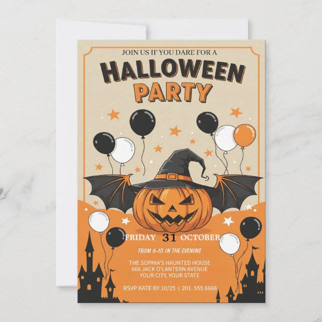 Spooky Halloween-Party Einladung (Vorderseite)