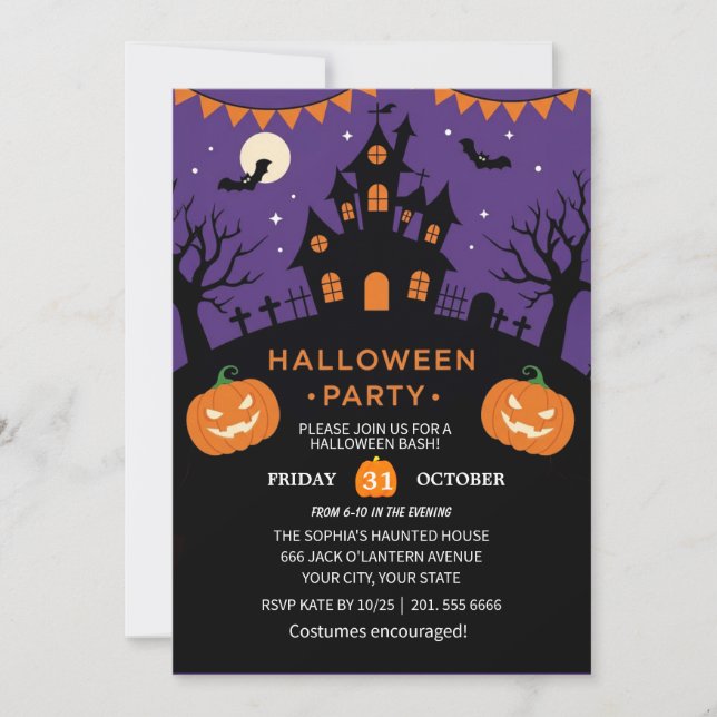 Spooky-Halloween-Party Einladung (Vorderseite)
