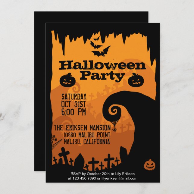 Spooky Halloween-Party Einladung (Vorne/Hinten)