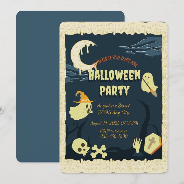 Spooky Halloween-Party Einladung (Vorne/Hinten)