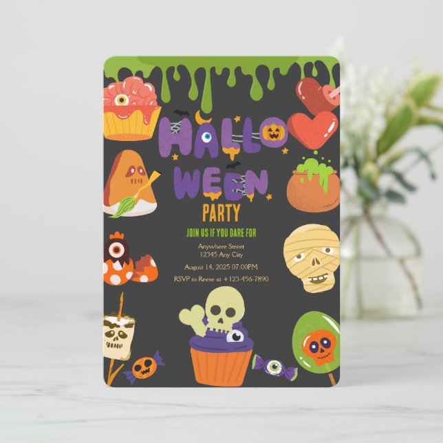 Spooky Halloween-Party Einladung (Stehend Vorderseite)