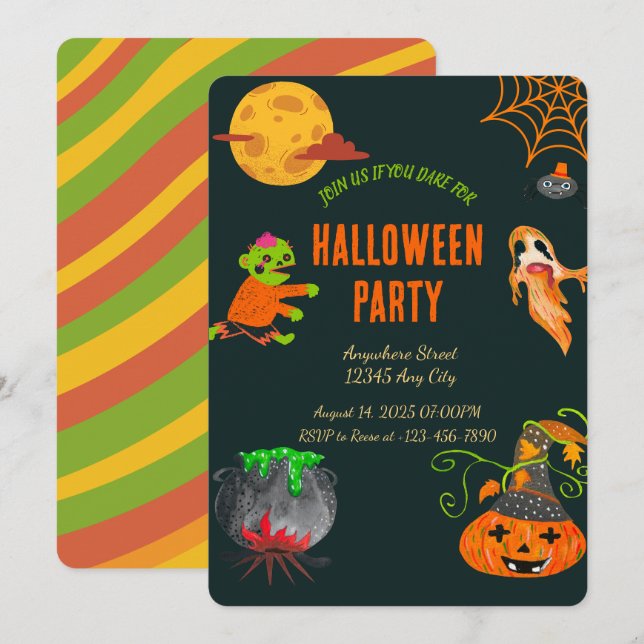 Spooky Halloween-Party Einladung (Vorne/Hinten)