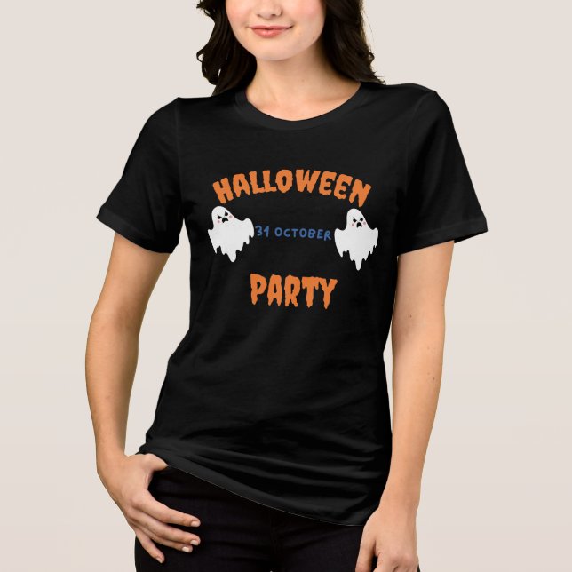 Spooky Halloween-Party Einladung mit Niedlichen Ge Tri-Blend Shirt (Vorderseite)