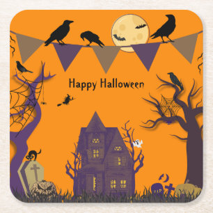 Spooky Halloween-Party Einladung Rechteckiger Pappuntersetzer