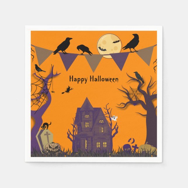 Spooky Halloween-Party Einladung Serviette (Vorderseite)