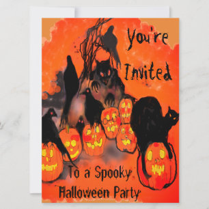 Spooky Halloween-Party Goblins Pumpkins Blackbirds Einladung
