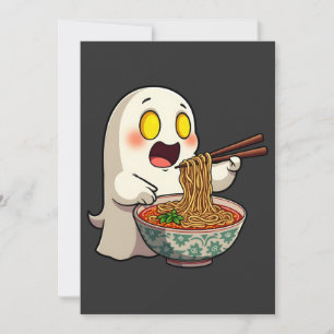 Spooky Halloween Pastel Kawaii Ghost Eating Ramen Einladung