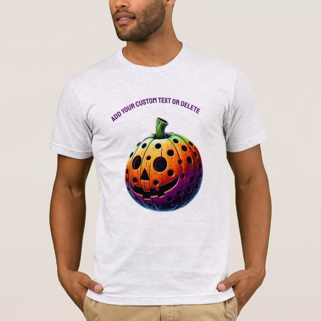 Spooky Halloween Pickleball Pumpkin Sportgeschenk T-Shirt (Vorderseite)