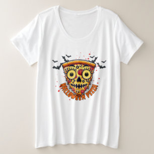 Spooky Halloween Pizza Slice Design Große Größe T-Shirt