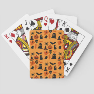 Spooky Halloween Poker Cards - Black & Orange Spielkarten