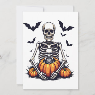 Spooky Halloween Pregnant Skeleton Schwangerschaft Einladung