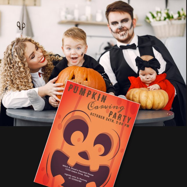 Spooky Halloween Pumpkin Carving Contest Party Einladung (Spooky Halloween Pumpkin Carving Contest Party Invitation)