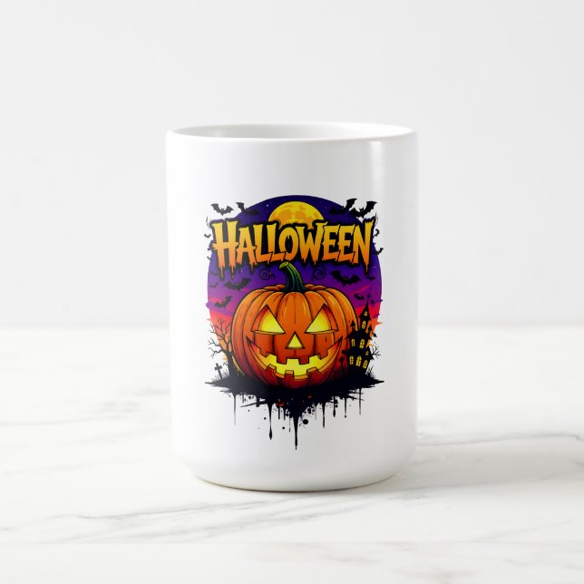 Spooky Halloween Pumpkin Design with Moonlit Sky a Kaffeetasse (Mittel)