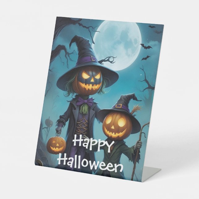 Spooky Halloween Pumpkin Duo Sockelschild (Vorderseite)
