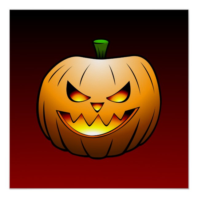 Spooky Halloween Pumpkin Face Poster (Vorderseite)