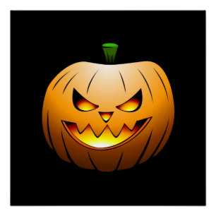 Spooky Halloween Pumpkin Face Poster