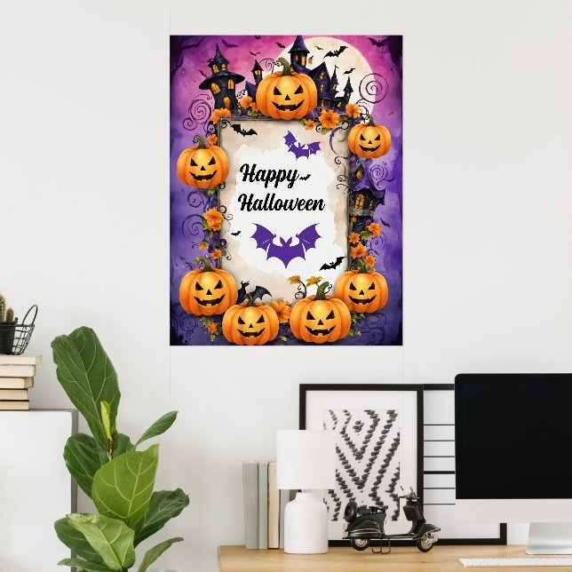 Spooky Halloween Pumpkin Frame Poster (Heimbüro)