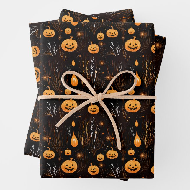 Spooky Halloween Pumpkin Geschenkpapier Set (Beispiel)
