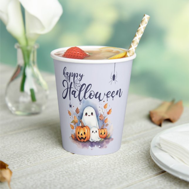 Spooky Halloween Pumpkin Ghost Paper Cups Pappbecher (In Situ)