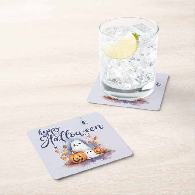Spooky Halloween Pumpkin Ghost Paper Untersetzer (Vor Ort)