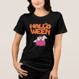 Spooky Halloween Pumpkin mit Fledermausaugen Hallo Tri-Blend Shirt