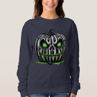 Spooky Halloween Pumpkin Schwarz-Weiß-Skelett Sweatshirt