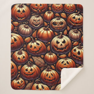 Spooky Halloween Pumpkin Sherpa Blanket Sherpadecke