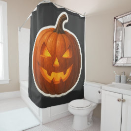 Spooky Halloween Pumpkin Sticker Duschvorhang