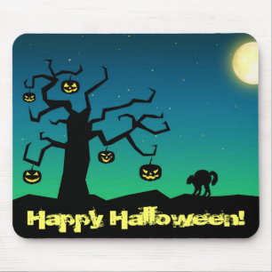 Spooky Halloween Pumpkin Tree - Mousepad