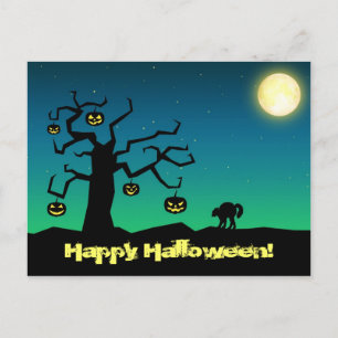Spooky Halloween Pumpkin Tree - Postcard Postkarte