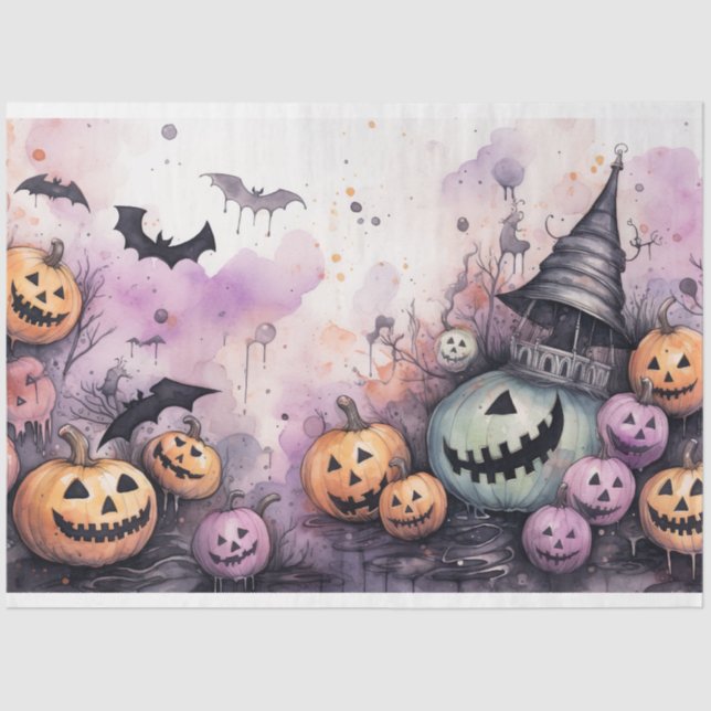 Spooky Halloween Pumpkins 1 Decoupage Paper Seidenpapier (Vorderseite)