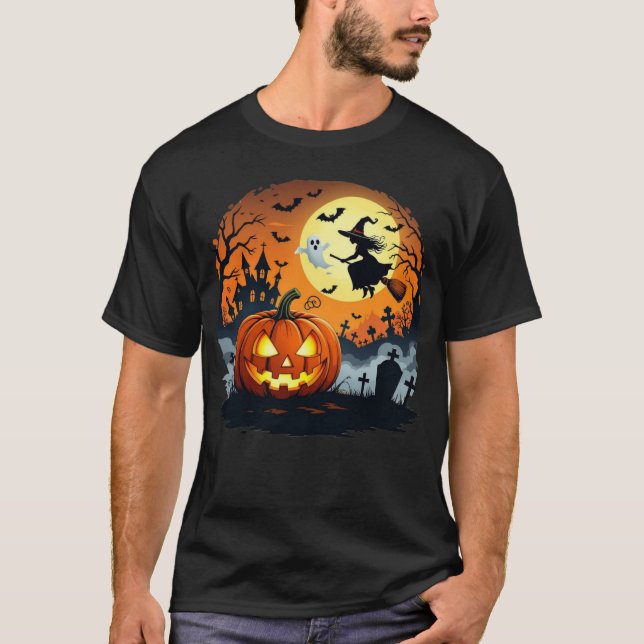 Spooky Halloween Pumpkins & Ghosts | Spuk Nacht T-Shirt (Vorderseite)