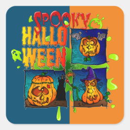 Spooky Halloween Quadratischer Aufkleber