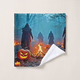 Spooky Halloween Ritual Design Badhandtuch Set
