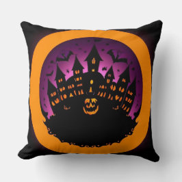Spooky Halloween Silhouette eines Spuk Schlosses Kissen