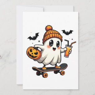 Spooky Halloween Skaten Pumpkin Spice Ghost Fall Einladung