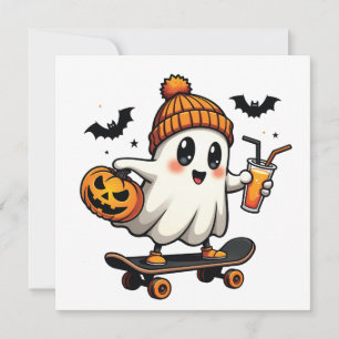 Spooky Halloween Skaten Pumpkin Spice Ghost Fall Einladung