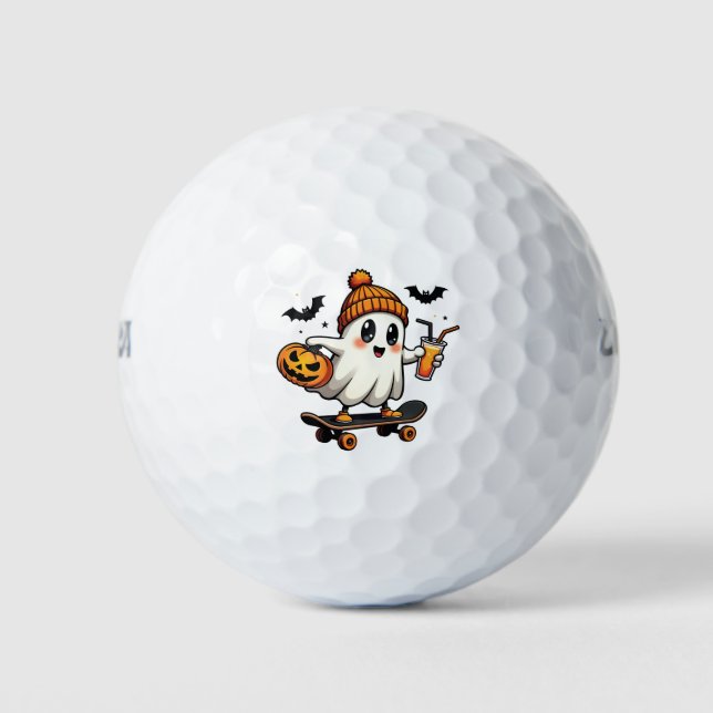 Spooky Halloween Skaten Pumpkin Spice Ghost Fall Golfball (Vorderseite)