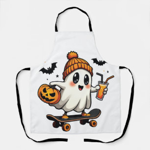 Spooky Halloween Skaten Pumpkin Spice Ghost Fall Schürze