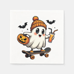 Spooky Halloween Skaten Pumpkin Spice Ghost Fall Serviette