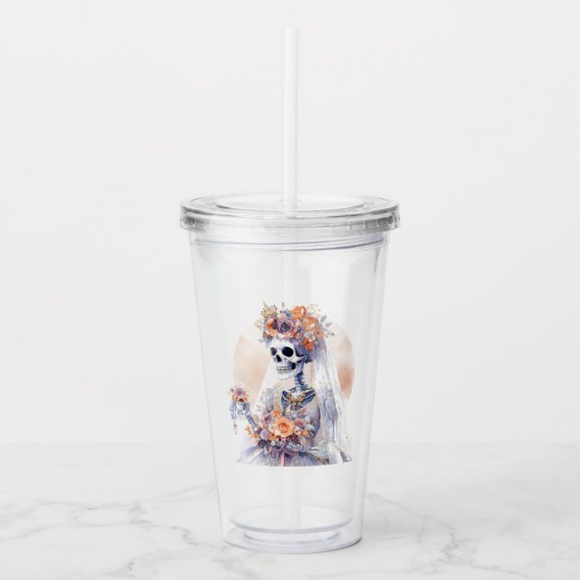 Spooky Halloween Skeleton Acrylic Tumbler Acryltrinkbecher (Vorderseite)