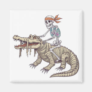 Spooky Halloween Skeleton Crocodile Mummy Magnet