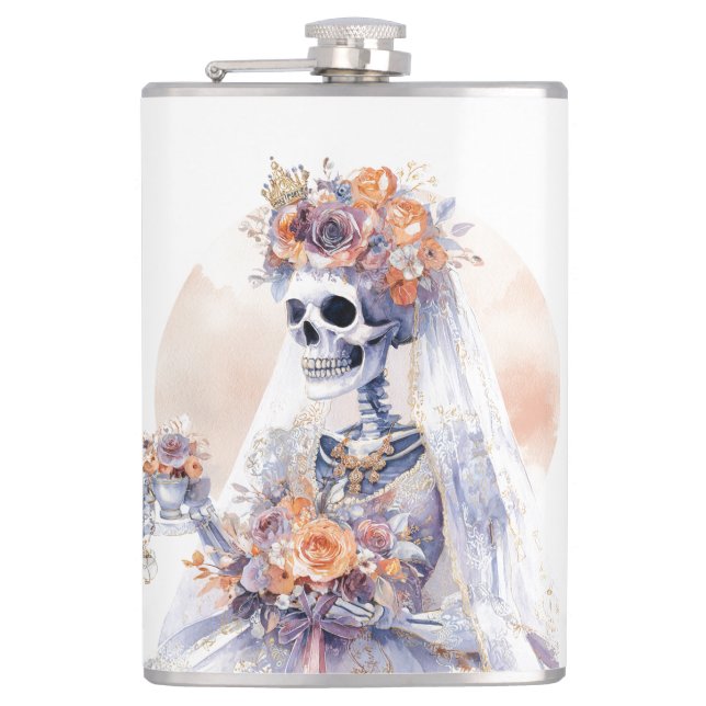 Spooky Halloween Skeleton Flask Flachmann (Vorderseite)