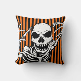 Spooky Halloween Skeleton Orange Black Kissen