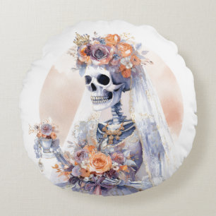 Spooky Halloween Skeleton Rundkissen Rundes Kissen
