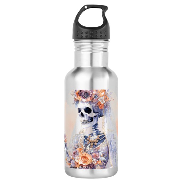 Spooky Halloween Skeleton Wasserflasche Edelstahlflasche (Vorderseite)