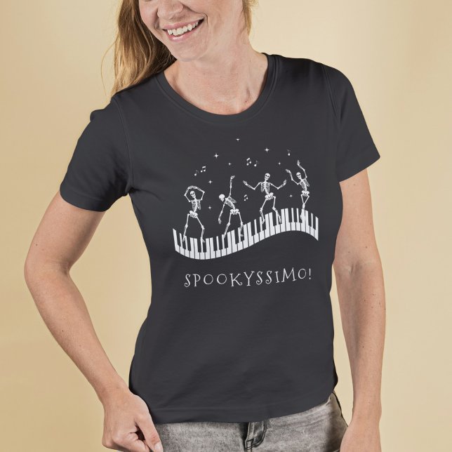 Spooky Halloween Skeletons Music Teacher T - Shirt (Von Creator hochgeladen)