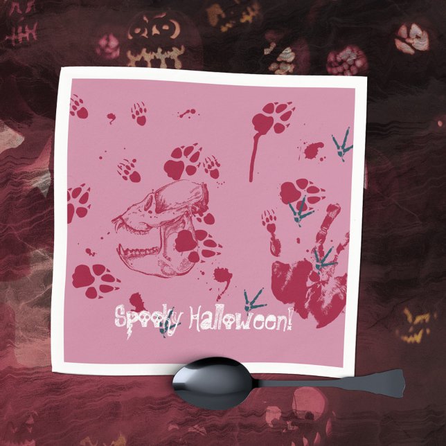 Spooky Halloween Skull Blutspuren Serviette (Spooky Halloween Skull Blood Traces Napkins ©Susanne Sachers - Sunny Mind Design 🌞)